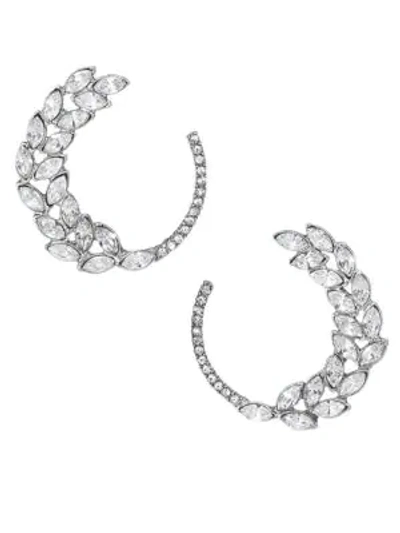 Oscar De La Renta Navette Pavé Crystal Earrings In Silver