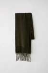 Acne Studios Canada Skinny Khaki Melange In Skinny Fringed Scarf