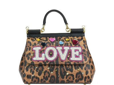 Dolce & Gabbana Leopard Print Medium Sicily Handbag