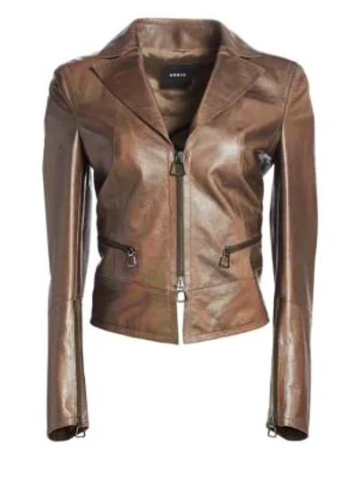 Akris Iridescent Leather Jacket In Magnet