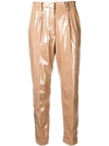 N°21 Nº21 High-waisted Shine Effect Trousers - Neutrals In Tanned