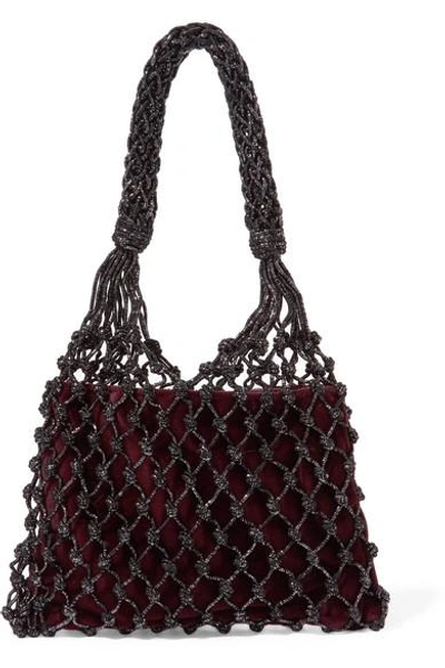 Carolina Santo Domingo Gioia Metallic Macramé Clutch In Black