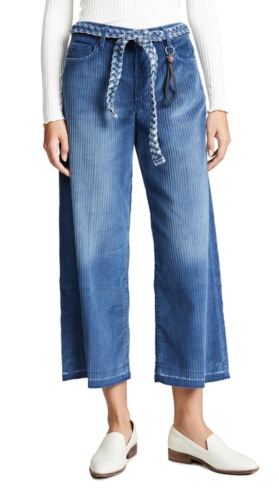 Tortoise Canni Corduroy Slouchy Wide Leg Crop Pants In Corduroy Indigo