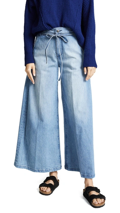 Tortoise Rachel Denim Culottes With Side Pleats In Light Thought