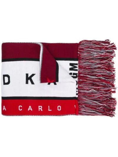 Msgm Mixed Media Star Scarf In Maroon