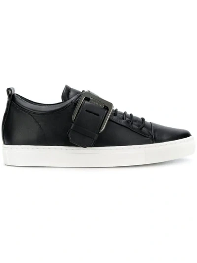 Lanvin 20mm Square Buckle Leather Sneakers In Black