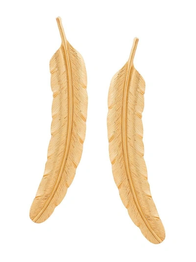 Oscar De La Renta Feather Earrings - Metallic