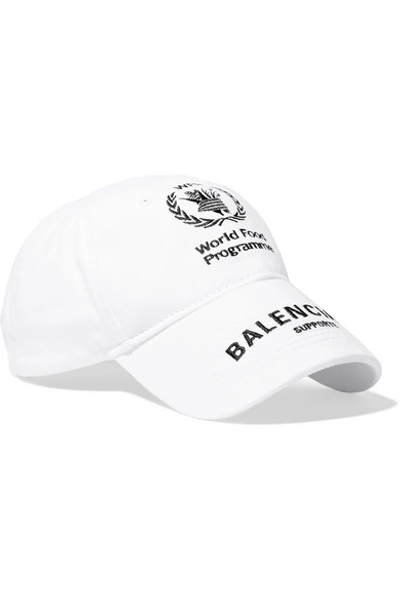 Balenciaga + World Food Programme Embroidered Cotton-twill Baseball Cap In  White | ModeSens