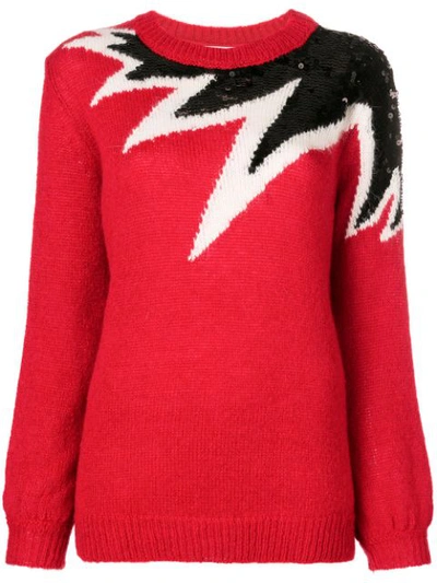 Aniye By Sequinned Colour Block Sweater - Red