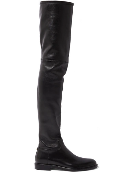 Valentino Garavani Shadows Over-the-knee Leather Boots In Black