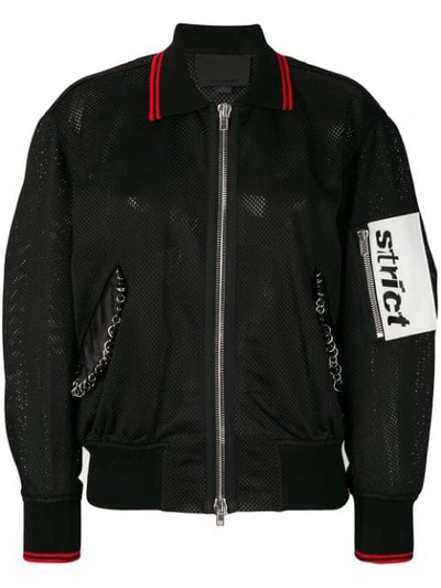 Alexander Wang Exclusive Mesh Bomber Jacket With Irregular Piercings In Black