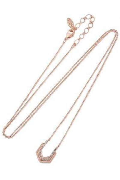 Astrid & Miyu Woman Fitzgerald Block Rose Gold-plated Crystal Necklace Rose Gold