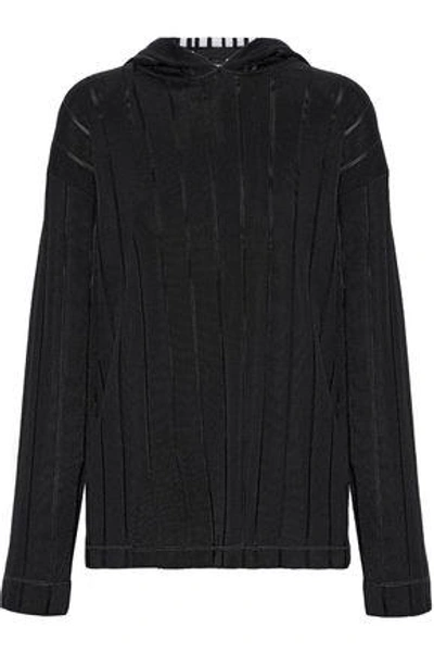 Alexander Wang Ribbed-knit Hooded Sweater In Black