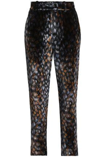 Equipment Woman Printed Chenille Tapered Pants Black