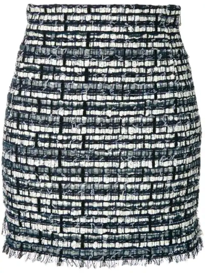 Thom Browne Tweed Mini Skirt In Blue