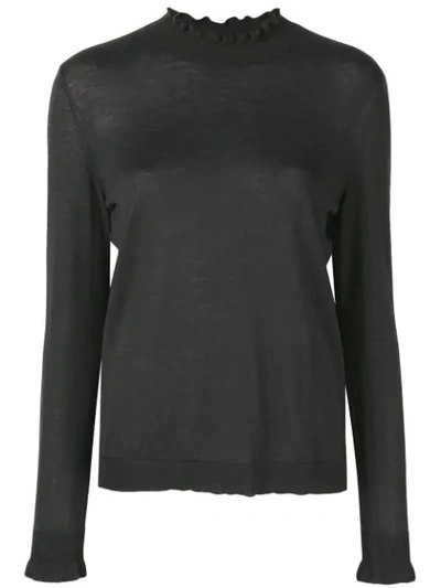 Luisa Cerano Ruffled Neck Jumper - 黑色 In Black