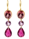 Marie Helene De Taillac 22kt Yellow Gold Drop Tourmaline Earrings - Pink & Purple