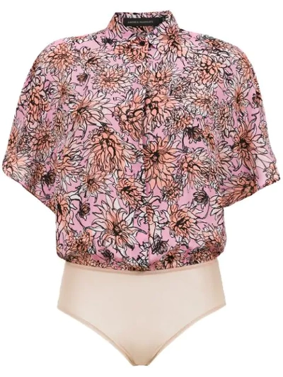 Andrea Marques Silk Shirt Bodysuit - Pink