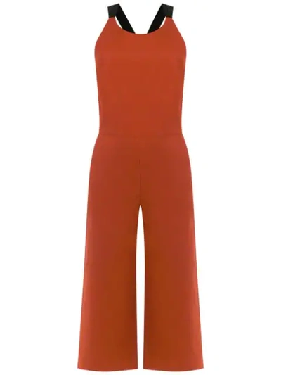 Andrea Marques Cropped Jumpsuit In Brown