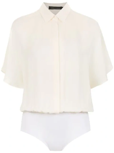Andrea Marques Silk Shirt Bodysuit - White
