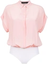 Andrea Marques Silk Shirt Bodysuit - Pink