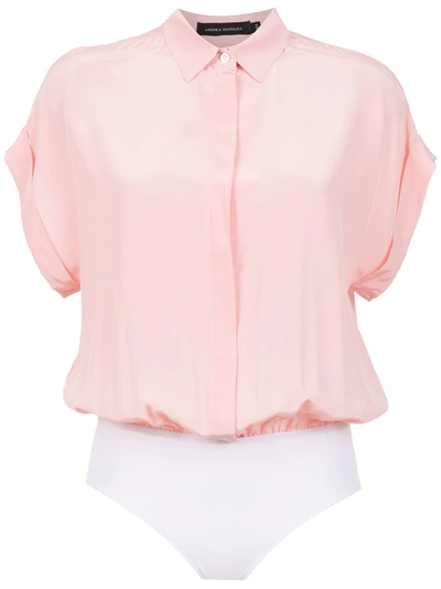 Andrea Marques Silk Shirt Bodysuit - Pink