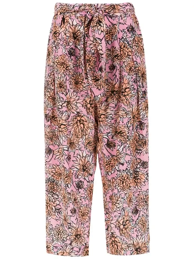 Andrea Marques Silk Cropped Trousers - Pink