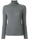 Thom Browne Baby Cable Fine Merino Turtleneck In Grey