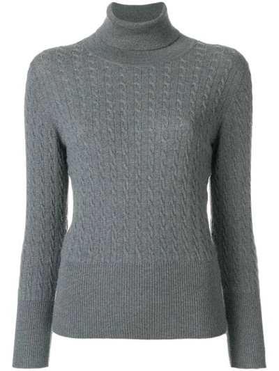 Thom Browne Baby Cable Fine Merino Turtleneck In Grey