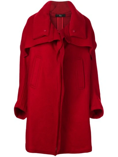 Y's Oversized Single Breasted Coat In Red