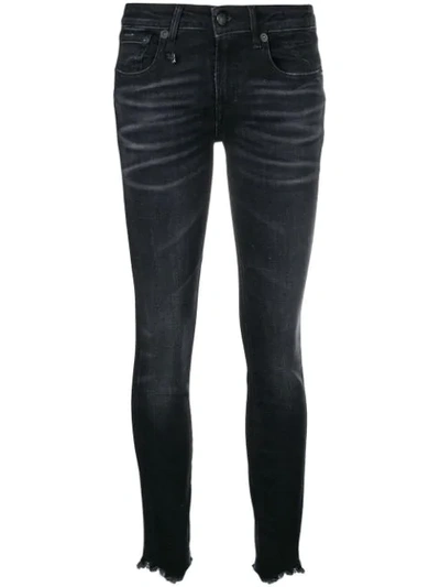 R13 Distressed-hem Skinny Jeans In Black