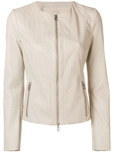 Drome Leather Cropped Jacket - Nude & Neutrals