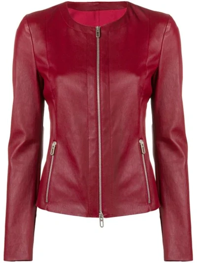 Drome Leather Cropped Jacket - Red
