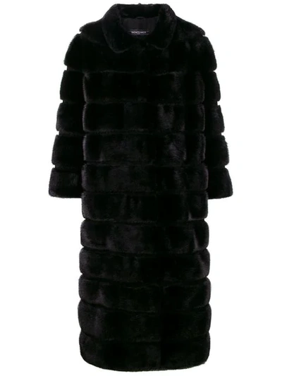 Simonetta Ravizza Long Fur Coat In Black