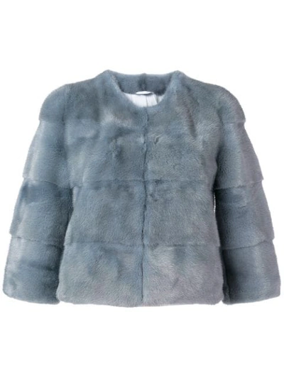 Sword 6.6.44 S.w.o.r.d 6.6.44 Cropped Fur Jacket - Blue In Azzurro