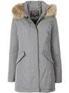 Woolrich Padded Hooded Coat In Grey