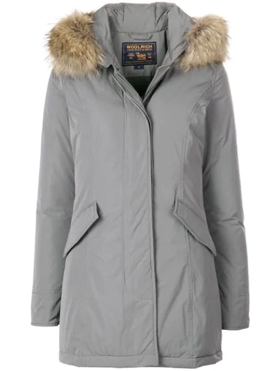 Woolrich Padded Hooded Coat In Grey