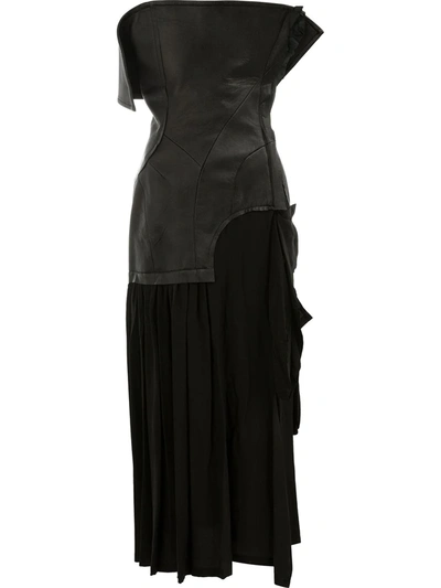 Yohji Yamamoto Lambskin And Silk Dress In Black