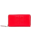 Givenchy Zip-around Continental Wallet In Red