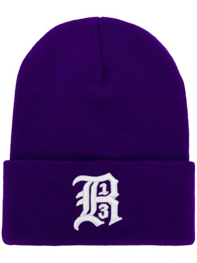 R13 Embroidered Knit Beanie Hat In Purple