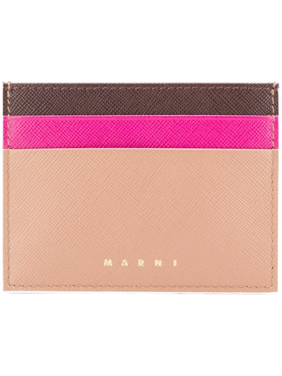 Marni Colour Blocked Card Holder In Neutrals