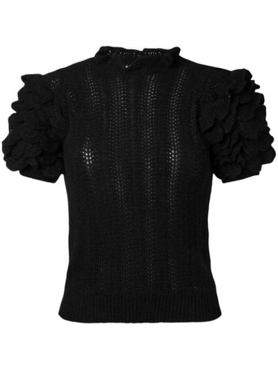 Ulla Johnson Amie Ruffle Sleeve Cashmere Sweater In Black
