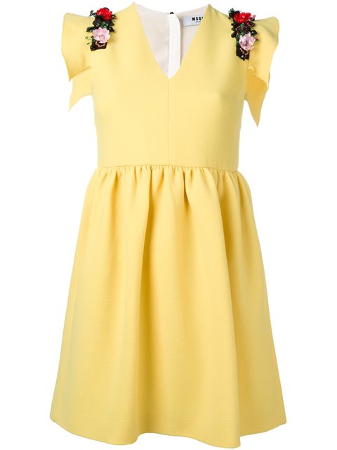 Msgm Embellished Shoulder Dress | ModeSens