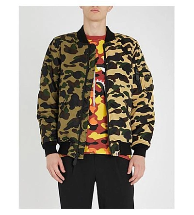 A Bathing Ape Camouflage-print Shell Bomber Jacket In Green Yellow