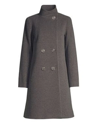 Cinzia Rocca Wool-blend Double-breasted Walking Coat In Grey