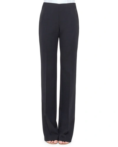 Akris Carole Straight-leg Wool Double-face Pants In Navy