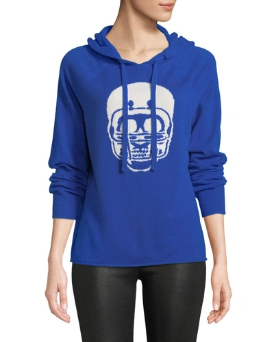 360 Sweater Collegiate Skull Cashmere Hoodie Sweater In Blue Pattern