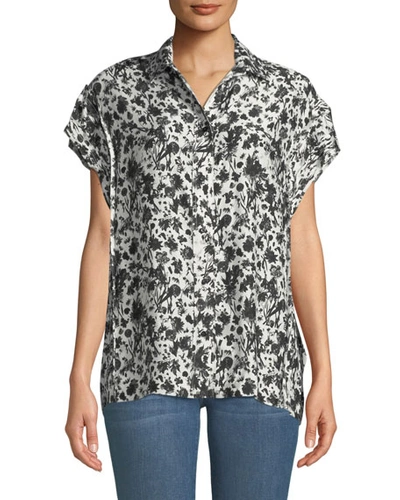 Iro Tour Printed Short-sleeve Button-down Shirt In Black/white