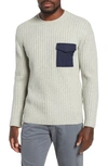 Ag Delta Slim Fit Wool Blend Sweater In Heather Ivory