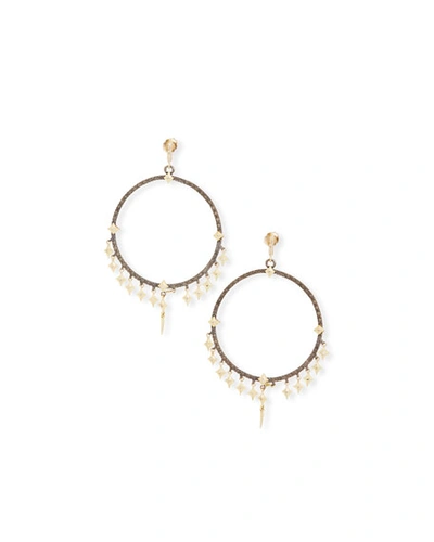 Armenta Old World Diamond Crivelli Hoop Earrings With Dagger Charms In Gold